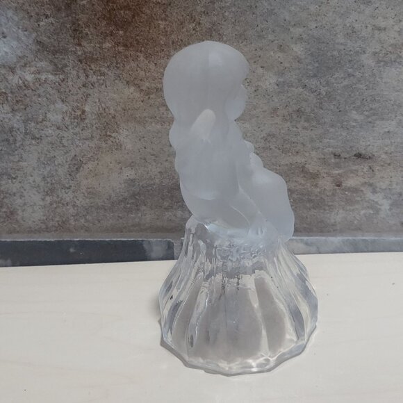 Vintage Lead Crystal Angel Bell Frosted Clear Glass - Picture 5 of 10